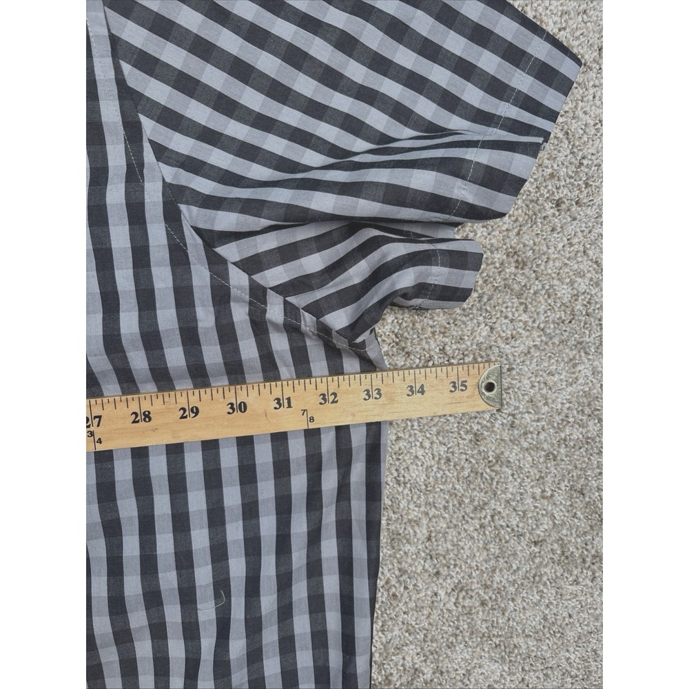 King Size 5XL Big Mens Shirt Short Sleeve Button Up Black Grey Check Pocket - Picture 2 of 4